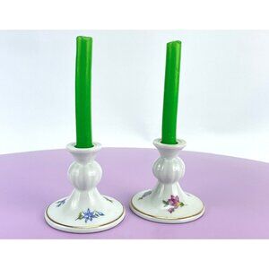 Vintage 80s GDR porcelain mini candle holders, East Germany candlesticks, pair